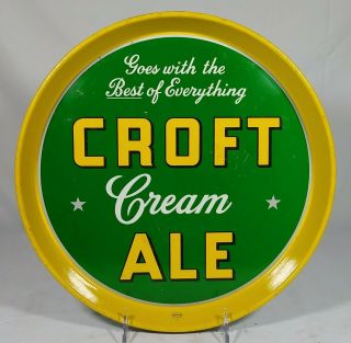 Old Croft Cream Ale Tin Litho Beer Serving Tray Croft Brewing Co.  Boston Ma