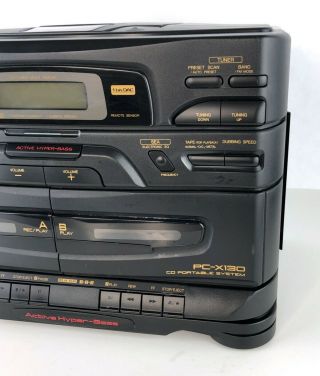 JVC PC - X130 AM/FM Radio CD Cassette Boombox Stereo Main System Unit,  Black - VTG 2