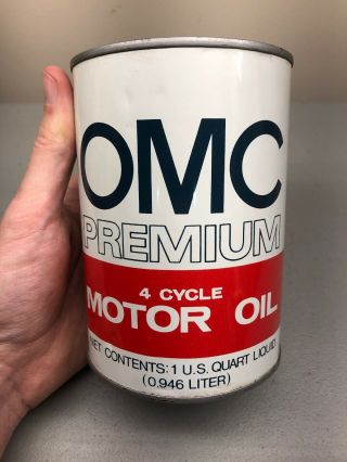 Vintage Omc Premium 4 Cycle Boat Marine Metal Motor Oil Can Quart