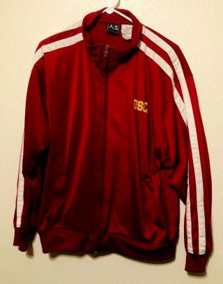 Vintage A/s Sports Usc Trojans Red Campus Zip Up Track Style Jacket Mens Xl