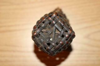 Most Rare Antique CIRCA 1700 ' S Hand Woven Miniature Hanging Splint Basket 2