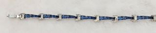 Vintage Art Deco Paste Rhinestone Bracelet Clear Sapphire Blue 6.  5 "