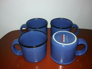 Marlboro Unlimited Blue Speckled Stoneware Coffee Mug Set Of 4 Euc