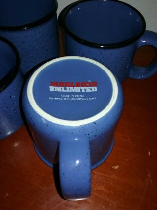 Marlboro Unlimited Blue Speckled Stoneware Coffee Mug Set of 4 EUC 3