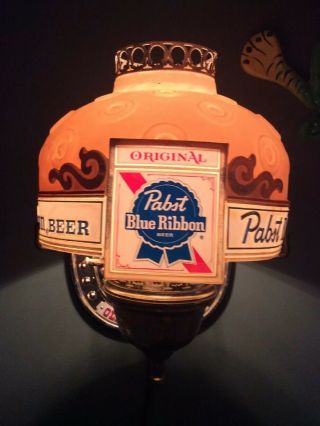 Vintage Pabst Blue Ribbon Beer Electric Wall Sconce Light Lamp,  Retro,