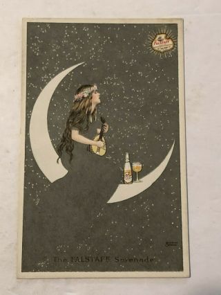 1907 - 12 Falstaff Beer Pre - Prohibition Postcard By Valentine Sandberg Girl - Moon