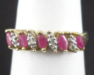 Vintage Diamond & Ruby Vermeil Ring Size 8.  25 Gold Plate Over Sterling Silver