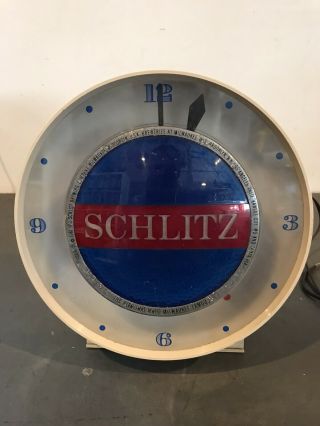 Vintage Schlitz Bar Display Clock Form Motion Water Shimmer Spinning