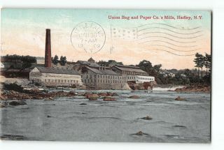 Hadley York Ny Postcard 1909 Union Bag And Paper Company Mills