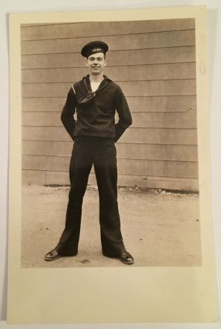 Vintage Old Rppc Photo Of U.  S.  Navy Soldier In Uniform 4303
