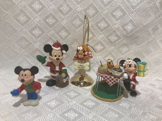 Disney Santa Mickey Mouse & Pluto Christmas Tree Ornaments