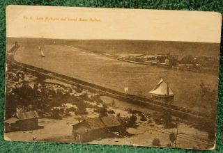 Vintage Collectible Postcard Lake Michigan And Grand Haven Harbor No.  5 1909