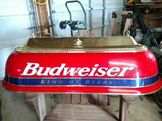 Vintage Budweiser Red Hanging Pool Table Light Bar Collectible Beer Bud Sign