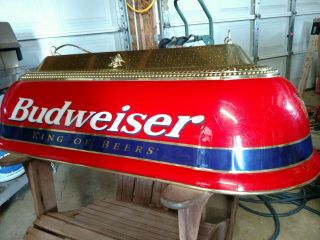 Vintage Budweiser Red Hanging Pool Table light bar collectible Beer bud sign 2