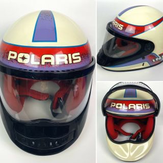 Vintage Polaris Bell Indy Snowmobile Helmet With Vented Visor Size L Made Usa