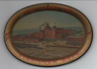 1905 Advertising Tip Tray With Factory Scene For Stegmaier Beer Wilkes Barre Pa