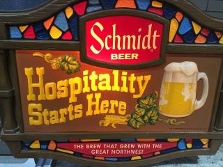 Schmidt Beer Hospitality Starts Here Lighted Bar Sign