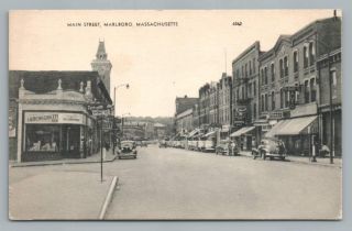Main Street Marlborough Massachusetts Vintage Pickwick Ale Sign Luncheonette 40s