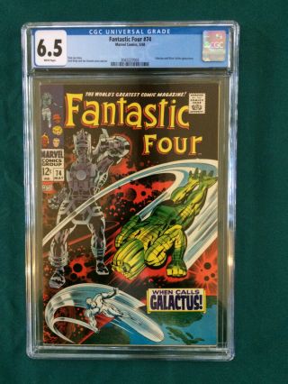 Fantastic Four 74 Cgc 6.  5 White Pages,  Galactus And Silver Surfer App 1968