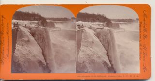 Niagara Falls In Winter Folks At The Railing Ny Keystone Stereoview 1896