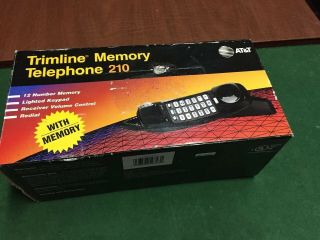 Corded At&t 210 Trimline Phone Wall Desk Push Button Black Memory Other