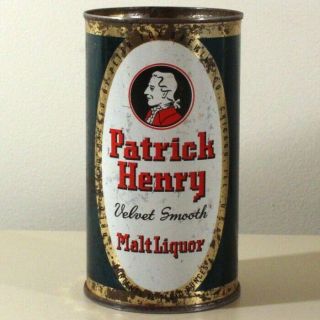 Patrick Henry Velvet Smooth Malt Liquor Flat Top Beer Can Peter Fox Brewing Il