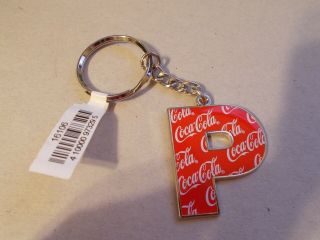 Coca - Cola Letter P Silvertone Key Chain