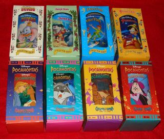 8 Boxed 1994 95 Bk Disney Movies Collectors Glasses Pocahontas Peter Pan Dumbo,