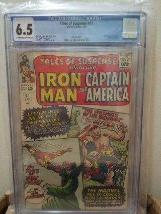 Tales Of Suspense 61 Cgc 6.  5 Origin Mandarin Captain America,  Iron Man