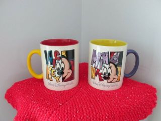 Walt Disney World Coffee Mugs Set 2 Mickey Mouse Minnie Mouse Huge 24 Oz
