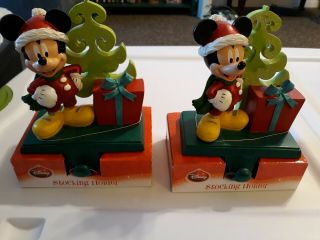 Set Of 2 Vtg Disney Mickey Mouse Stocking Holders Tree Present In Boxes