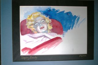 Ken Meyers Jr.  Sleeping Beauty Water Color Marilyn Monroe 9 " X 13 "