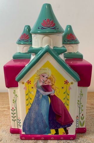 Disney Frozen Elsa Anna Castle Ceramic Bank 10 1/2 " High With Tags 2015