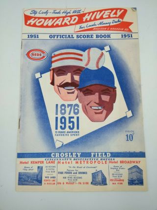 1951 Cincinnati Reds Score Book Reds Vs.  Brooklyn Jackie Robinson Vintage Score