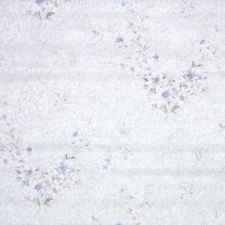 1980s Floral Vintage Wallpaper Blue Beige Pink Bunches Of Flowers On Cream