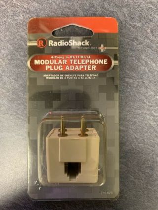 Radioshack Telephone 4 Prong Adapter Plug To Rj11/rj14 Modular Plu Adapter