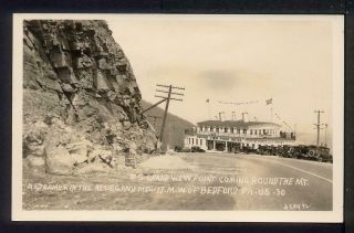 1935 Bedford Pa S.  S.  Grand View Point Ship Hotel Postcard Rppc
