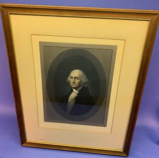 Vintage Gilbert Stuart George Washington Portrait Engraving By H.  B.  Hall & Sons