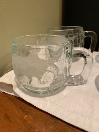 Nescafe Nestle Globe World Glass Set Of 4 Vintage Etched Glass Coffee Mug 3