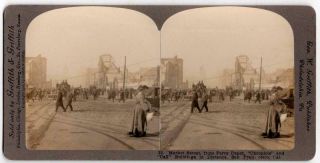 Geo.  W Griffith Stereoview Card Market St From Ferry Depot San Fran Cal.