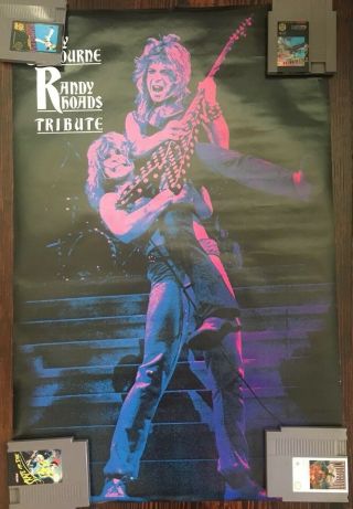 Vintage Ozzy Osbourne Randy Rhoads Tribute Poster Funky 1987 Unhung Nos