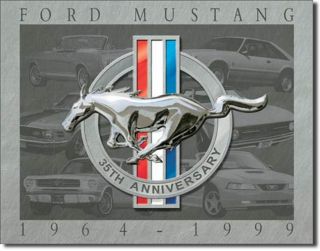 Ford Mustang 35th Anniversary 1964 - 1999 Tin Sign Measures 12.  5 X 16 ".