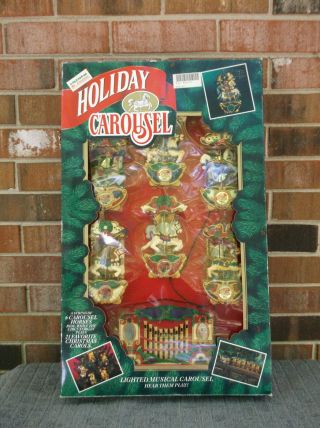 Vtg Mr.  Christmas Holiday Carousel 21 Songs Lights Musical 6 Horses Organ 1992