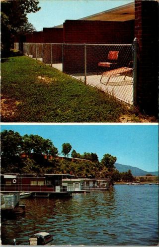 Postcard Lafollette Tennessee Rogers Boat Dock Norris Lake Motel Advertising