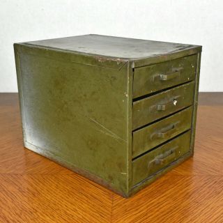 VTG Steel Four Drawer Green Metal Machinist Small Parts Tool Chest Cabinet Box 2