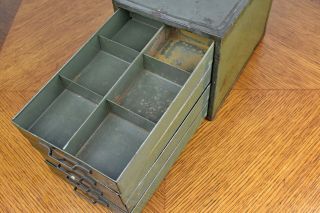 VTG Steel Four Drawer Green Metal Machinist Small Parts Tool Chest Cabinet Box 3