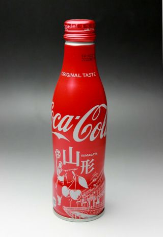 Coca Cola Yamagata City Design Red Slim Aluminum Bottle Full Japan