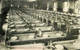C1910 Dining Room,  State Prison,  Waupun,  Wisconsin Postcard