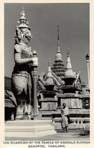 Bangkok,  Thailand,  Emerald Buddha Temple Guardian,  Real Photo Pc C 1930 - 40 