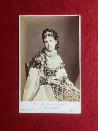 Victorian Cabinet Photograph Portrait Of Miss Neilson As Amy Robsart C.  1870s.  Th